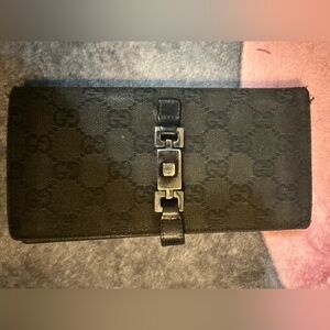 Gucci Black Textured Wallet with Silver Hardware